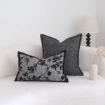 housse coussin carré motif floral contemporain polyester coton noir gris décoration maison voiture 45x45cm