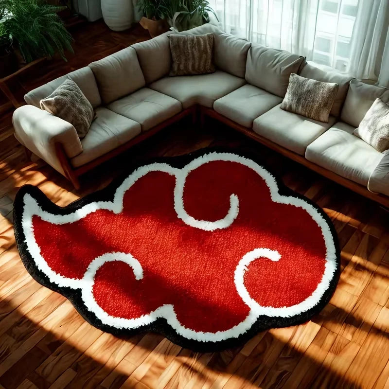 tapis nuage rouge moderne imperméable polyester lavable intérieur chambre salon