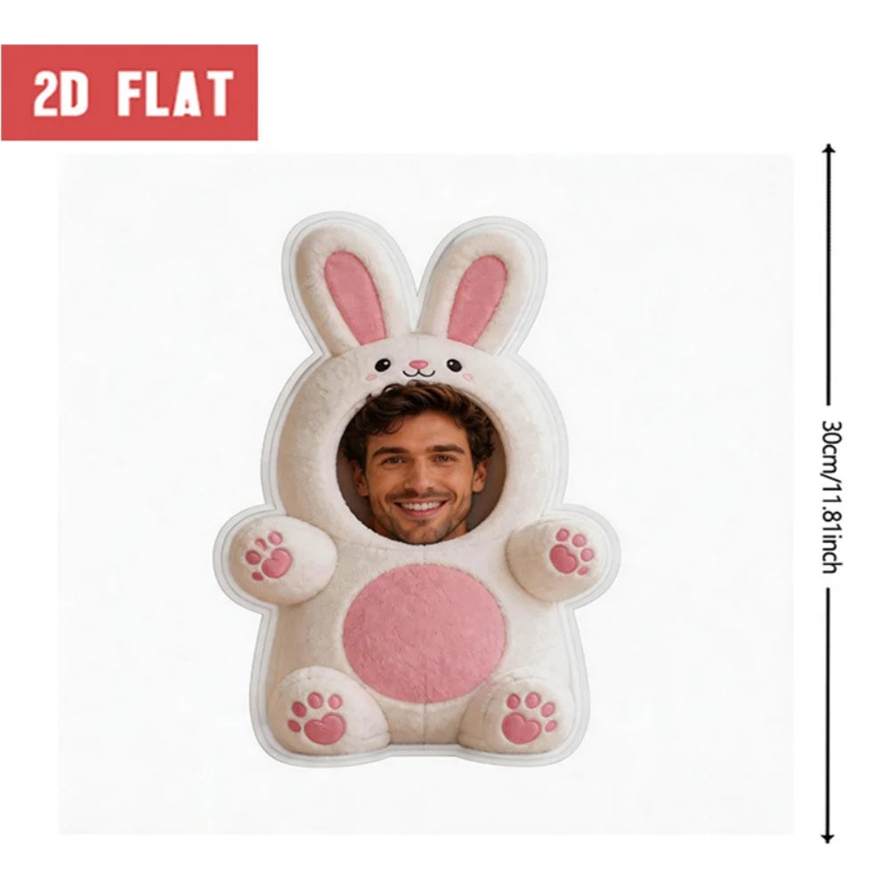 coussin personnalisable forme lapin blanc rose oreilles roses pattes roses sourire mignon moderne amovible