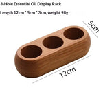 présentoir bois naturel rangement huiles essentielles flacons minimaliste salon beauté compartiments marbre marronclair