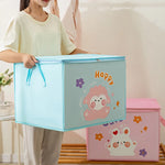 boîtes rangement pliantes dessins animés ours cochon fleurs happy cute moderne enfantin poignées détachables