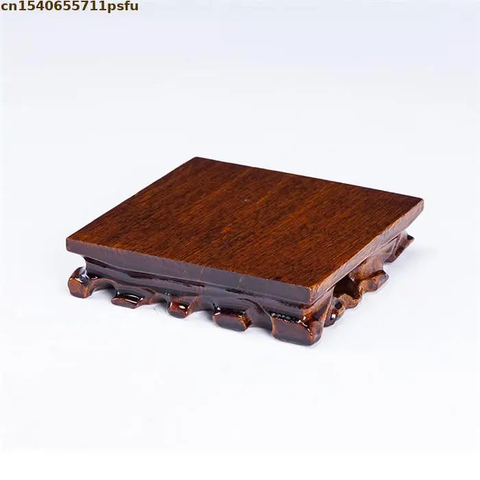 support décoratif sculpté artisanal marron foncé base carrée figurines objets décoration traditionnelle chinoise