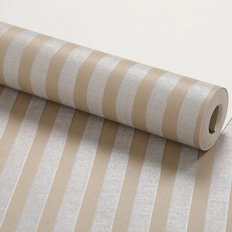 papier peint moderne imperméable rayures horizontales noir beige résistant humidité moisissures