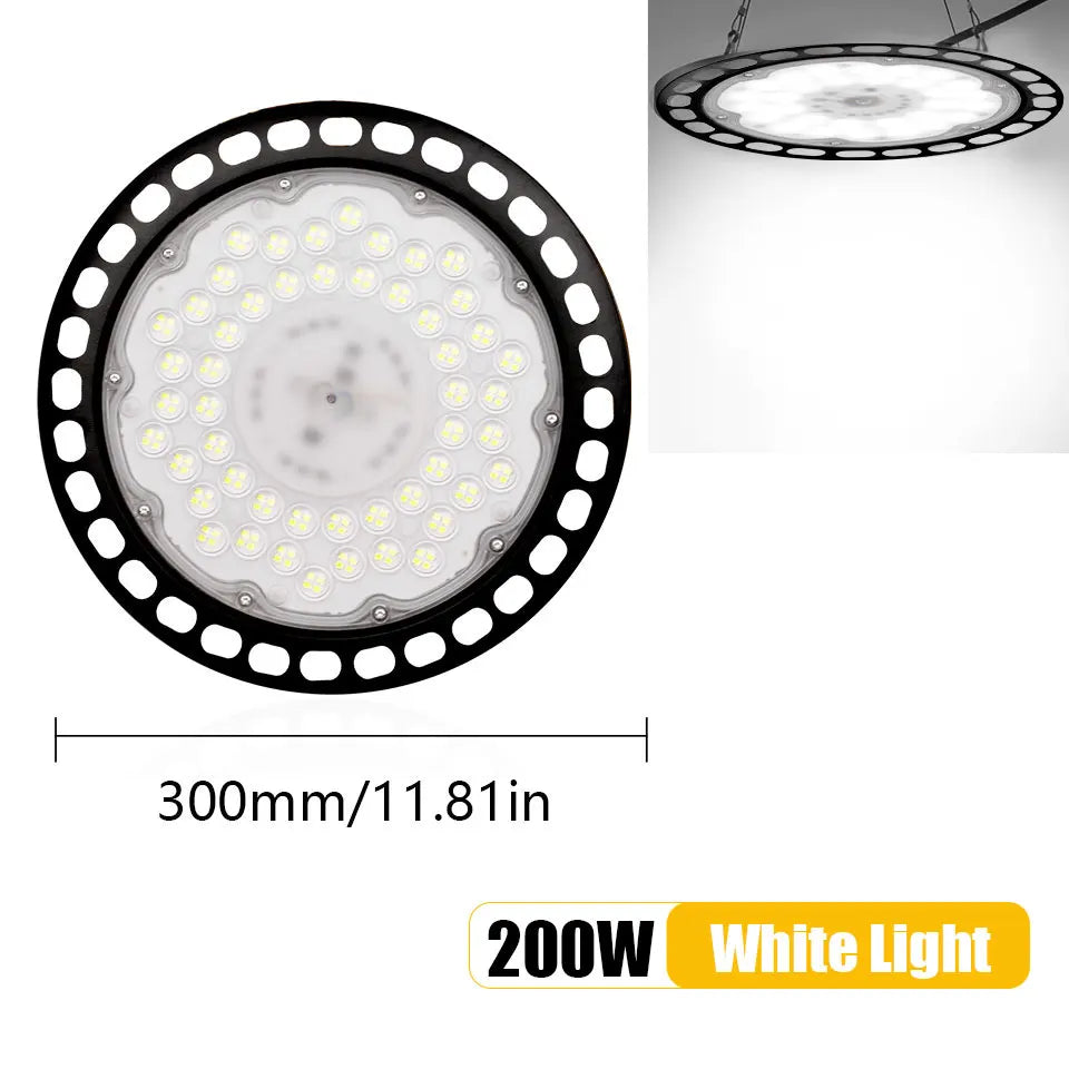 lampe led ufo haute baie super lumineuse blanc moderne atelier garage industrielle 220v ul