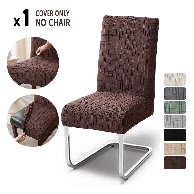 housse chaise salle manger gris carreaux moderne élastique polyester siège cuisine banquet
