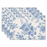 serviettes table lin blanc bleu fleuri classique vintage respectueux environnement opaques