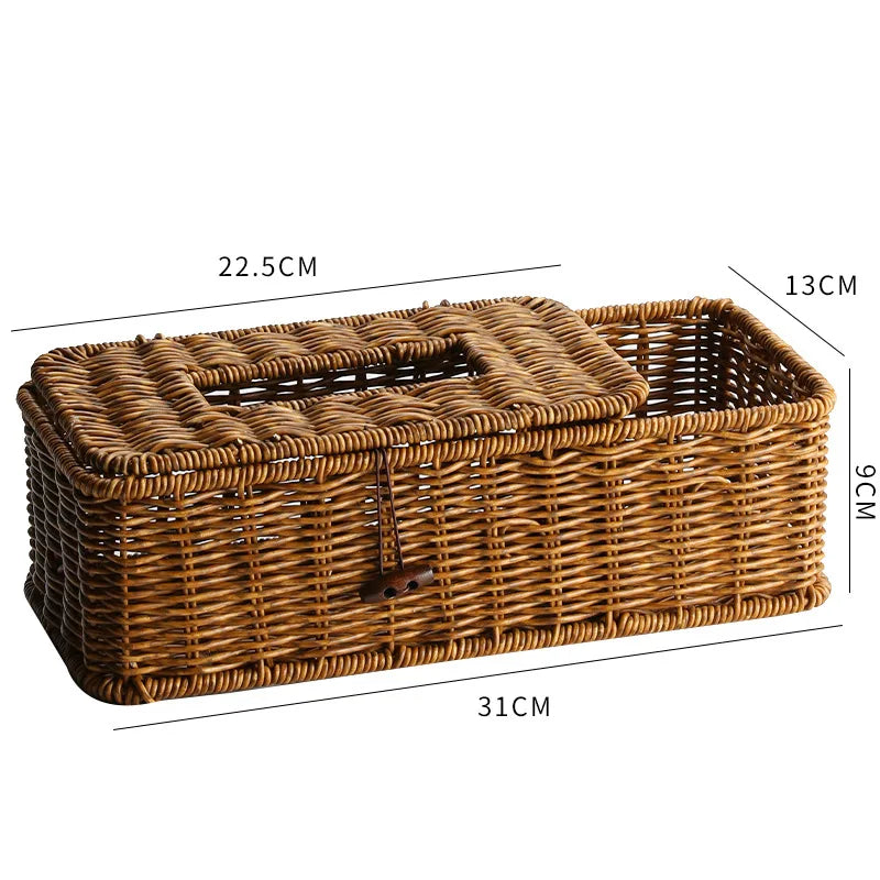 panier serviettes tressé boîte mouchoirs rangement serviettes rustique marron clair amovible hand woven paper