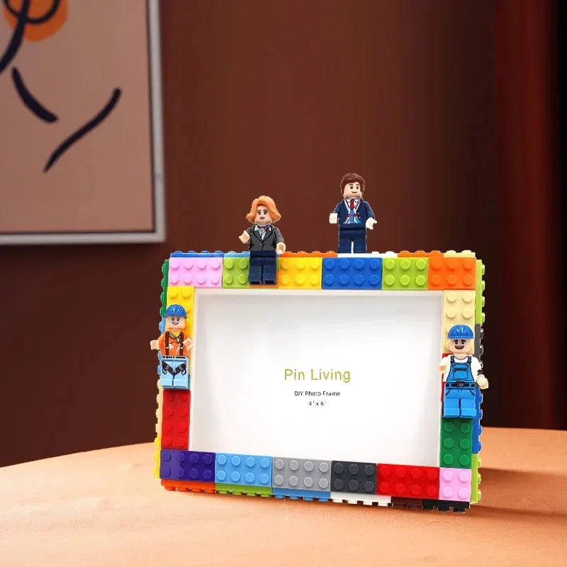 cadre photo diy multicolore texture lego créatif moderne figurines lego