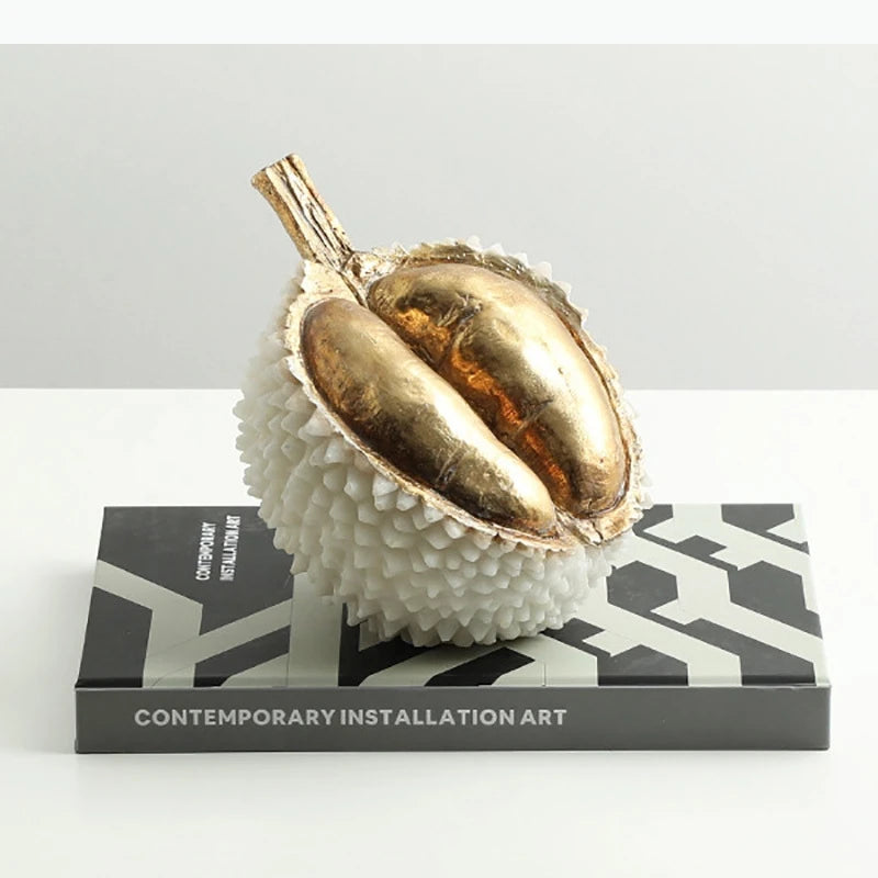 sculpture durian or moderne décoration intérieure contemporaine artiste brillance dorée chambre salon