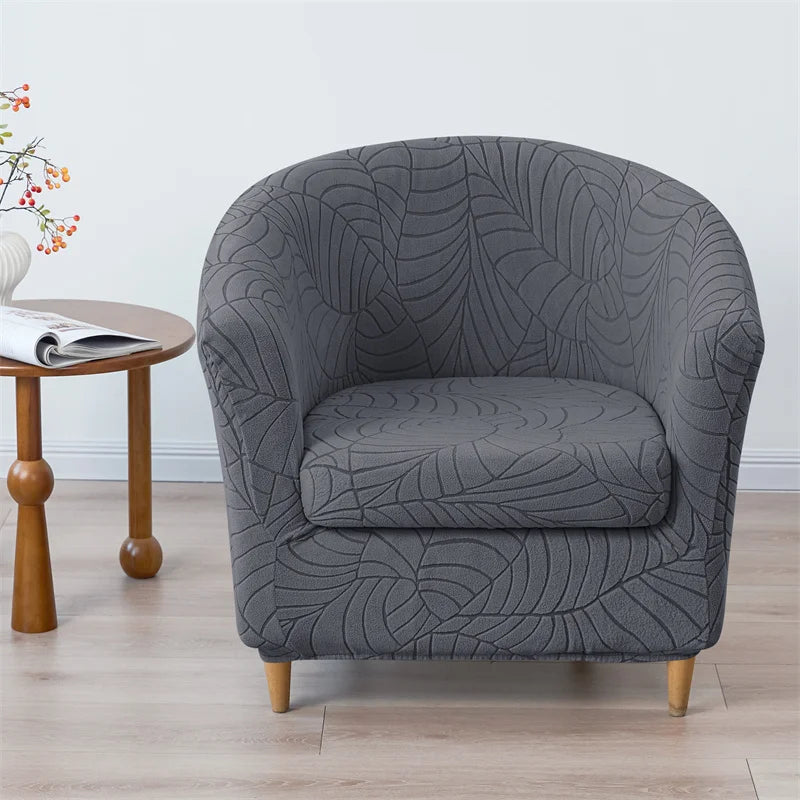 housse fauteuil gris motif feuilles moderne adhésif extensible lavable printemps été