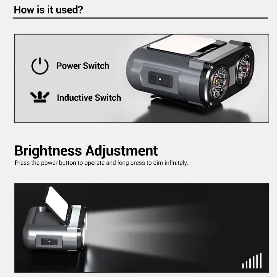 lampe torche multifonction rechargeable gris métallisé smart sensor clip led moderne