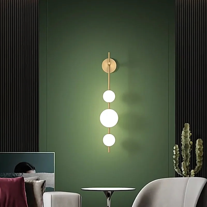 applique murale or sphères translucides éclairage chambre salon entrée moderne LED 65cm 85cm lumière