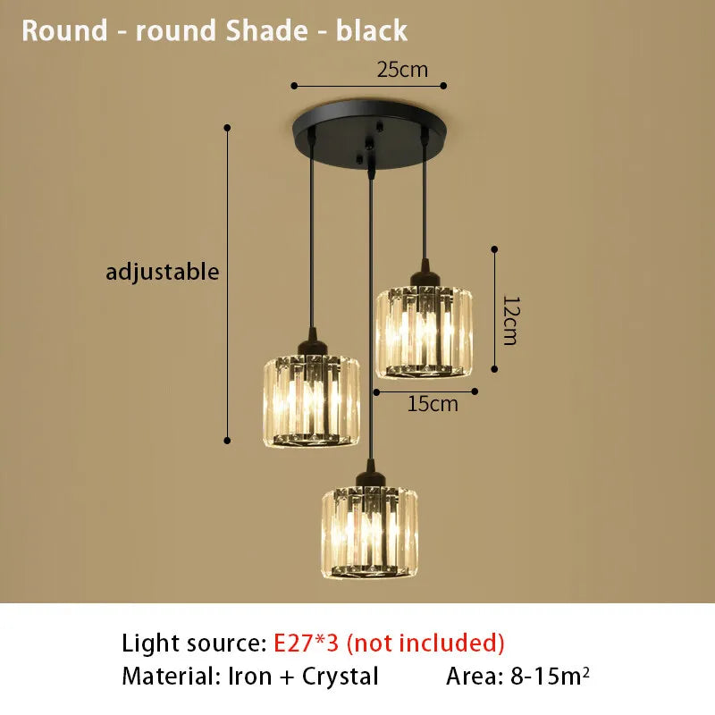 suspension lumineuse moderne élégante dorée strass ajouré transparent e27 cristal lumière intérieure