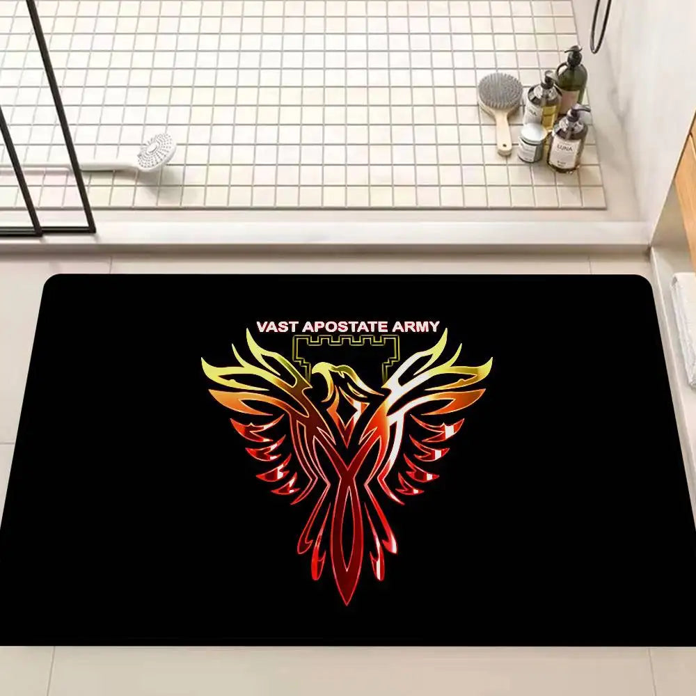 tapis moderne noir phoenix antidérapant graphique passepartout salon chambre 60x90cm