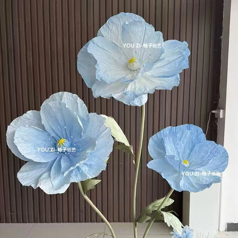 décoration mariage fleurs artificielles papier bleu rose violet jaune extérieur champêtre