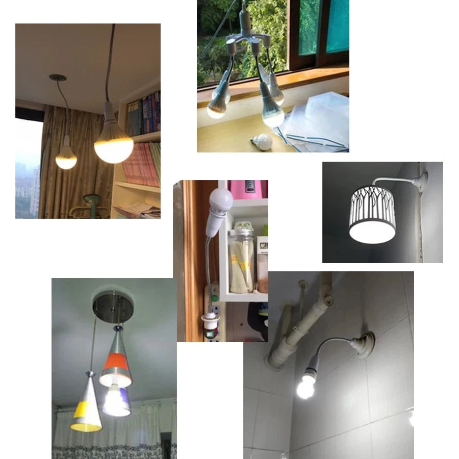 adaptateur culot E27 flexible blanc moderne 6cm 9cm 15cm 20cm 30cm 35cm 60cm