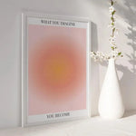 affiche moderne toile abstraite bleu rose jaune dégradée minimaliste décoration intérieure chambre salon