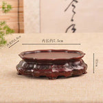 support décoratif bois gravures classique vase pot fleur tasse thé rouge foncé