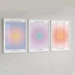 affiche moderne toile abstraite bleu rose jaune dégradée minimaliste décoration intérieure chambre salon