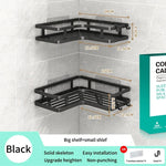 étagère salle bain angle double couche adhésive blanche noire moderne multifonctionnelle rangement muralement fixée