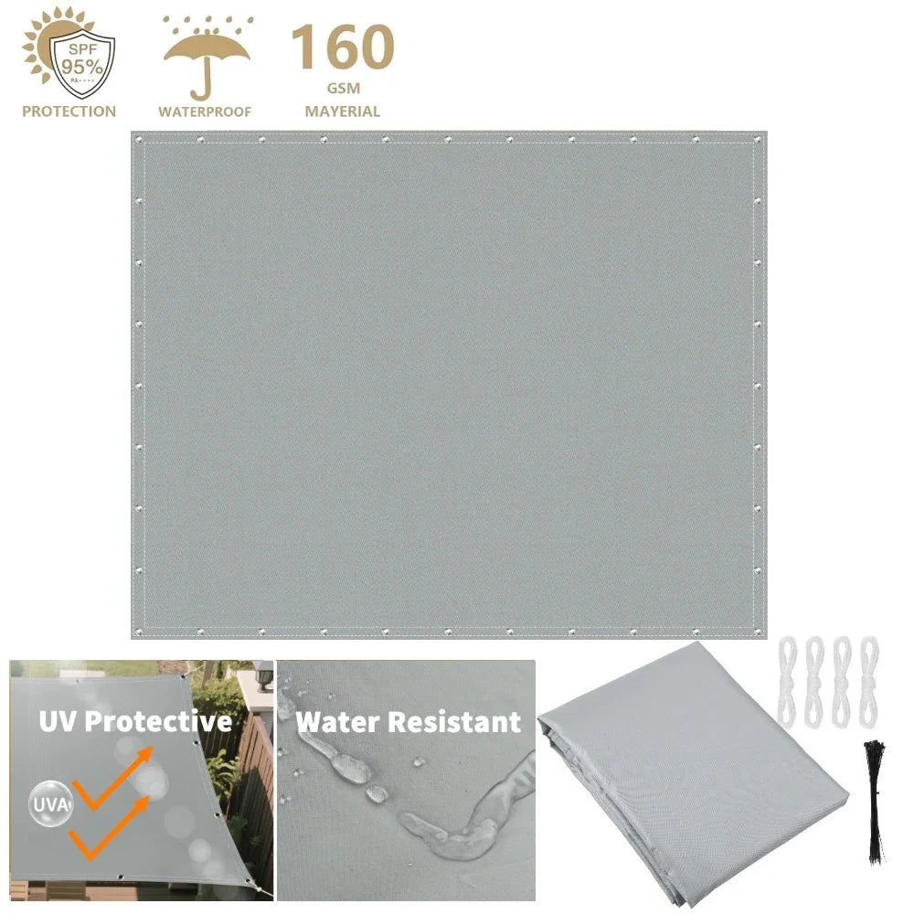 voile soleil gris clair poly coton enduit pu résistante l'eau moderne 2x2m 2x3m 3x3m