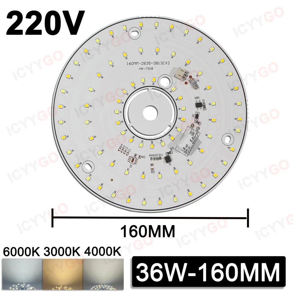 source lumineuse led 12w 24w 36w couleurs blanc moderne rond autoinstallation