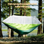 hamac double moustiquaire vert olive blanc tissu confortable transparent pratique léger