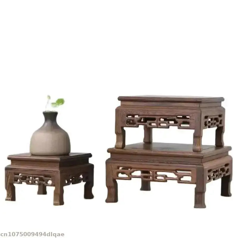 pieds exposition bois cactus aloe vera vases chinois traditionnels sculptés decoration