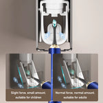 distributeur dentifrice mural gris métallisé moderne adhésif embout dégagement minimaliste