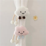 rideau japonaise polyester enfant sourire peluche blanc gris rose bleu mignon opacité chambre decoration
