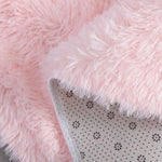 tapis rond peluche douce moderne rose clair salon chambre extérieur blanc opacité adhésif