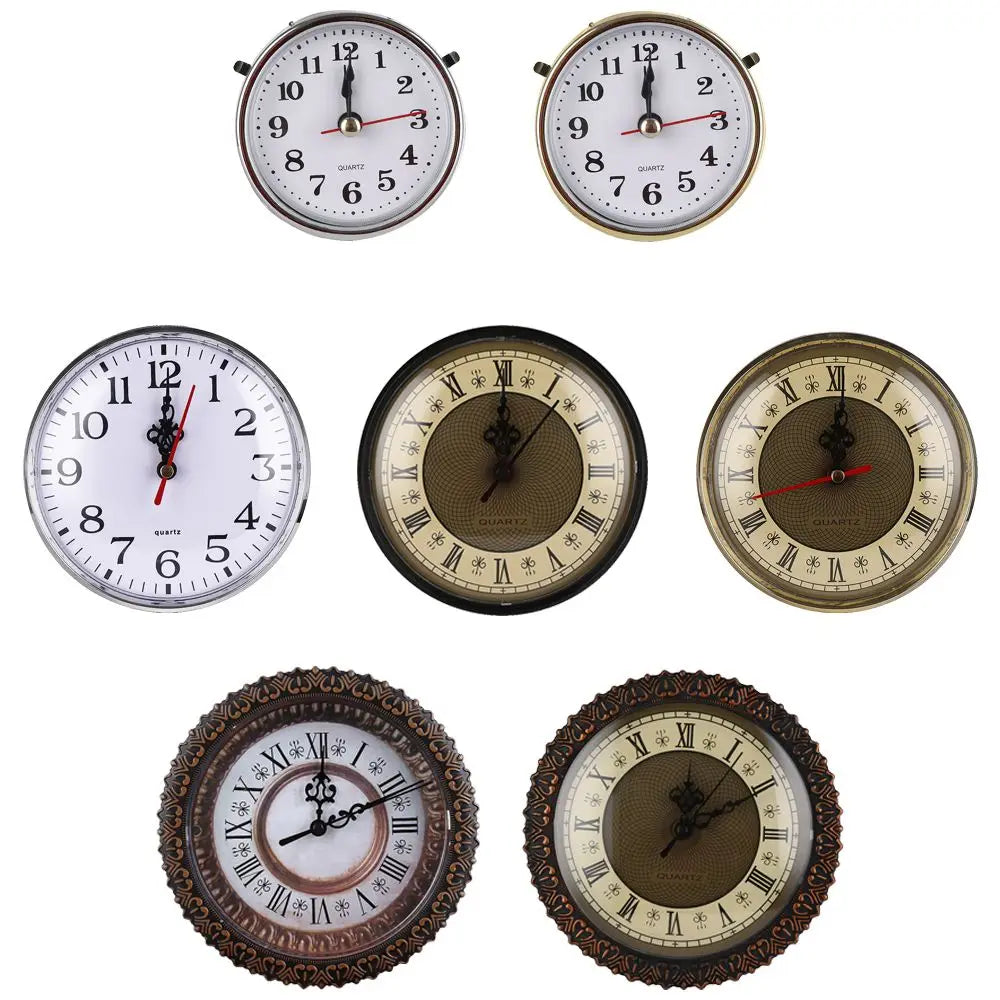 horloges murales classiques quartz blanc doré bronze números romains cadran lignes noires decoration florale