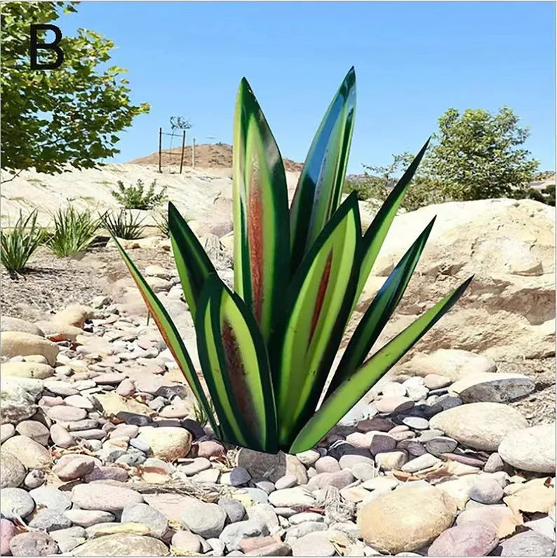 plantes artificielles feuilles larges modernes couleurs bleu vert rouge jaune rose ornement jardinextérieurintérieur