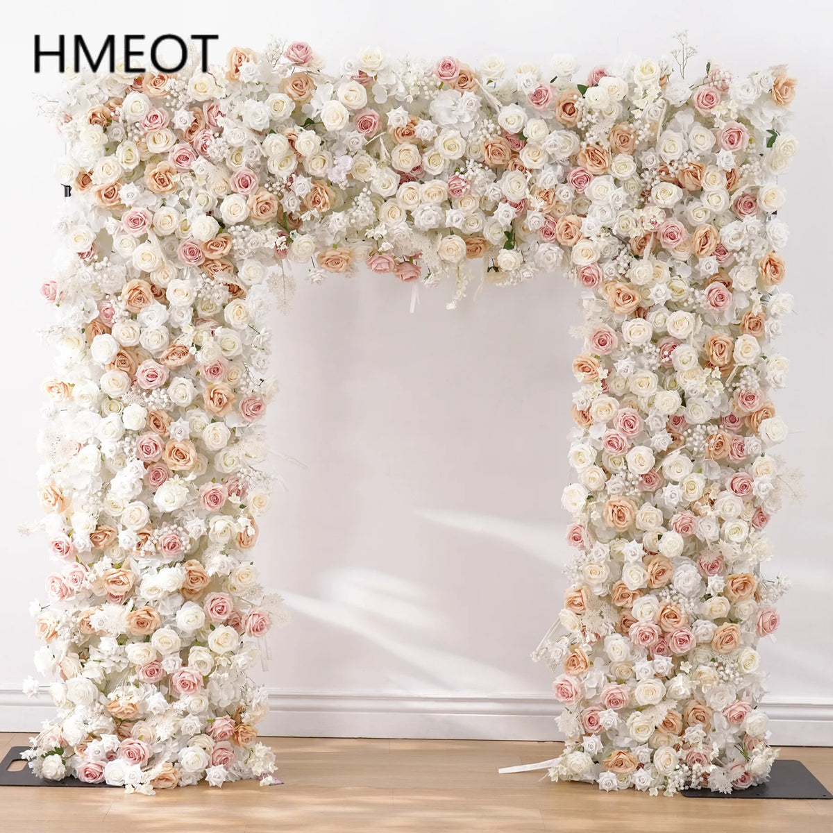 arche décorative mariage fleurs artificielles blanc rose clips chaînes extérieur classique événement anniversaire