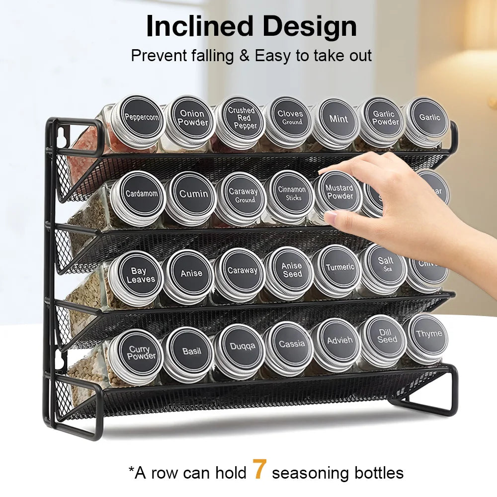 étagère murale métal noir niveaux épices bouteilles verre moderne cuisine organisateur