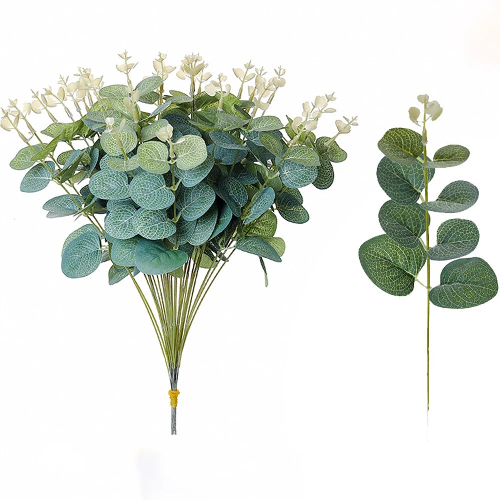 bouquet artificiel feuilles eucalyptus soie vert clair vert foncé naturel minimalisteintérieur extérieurDecoration mariage