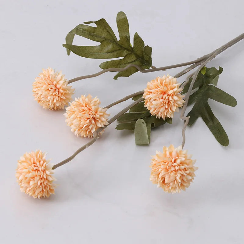 bouquet artificiel branches fleurs boules pissenlit feuilles vertes décoration mariageintérieur moderne naturel