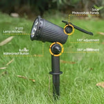 projecteur solaire led noir pied métal extérieur réglable lumière moderne jardin