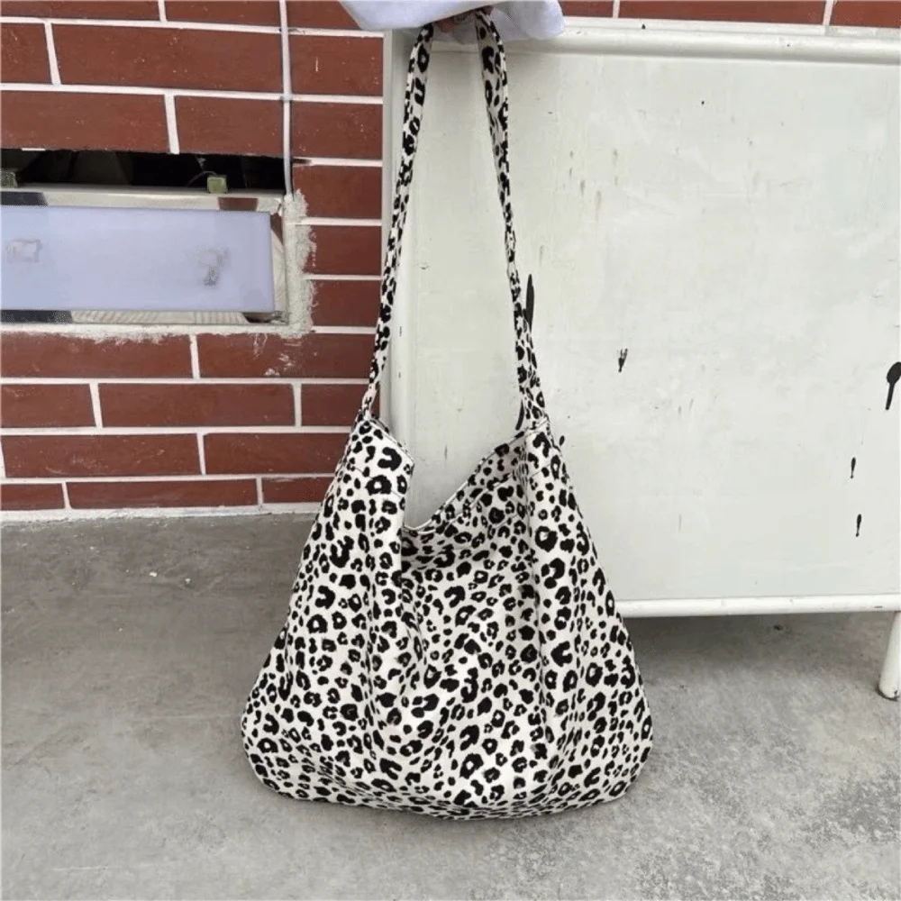 sac main blanc léopard poignées détachables moderne fourre tout polyestère nylon unisexe grande capacité