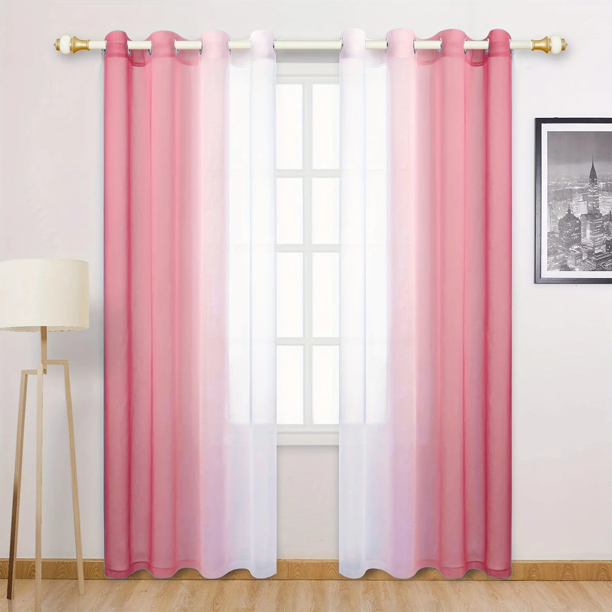 rideaux dégradés rose bleu violet ombre douce modernes transparents polyester maison