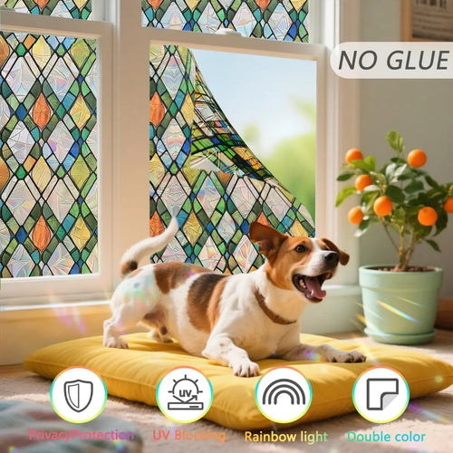 film fenêtre multicolore géométrique adhésif statique moderne protection uv isolation thermique facile installer chambre