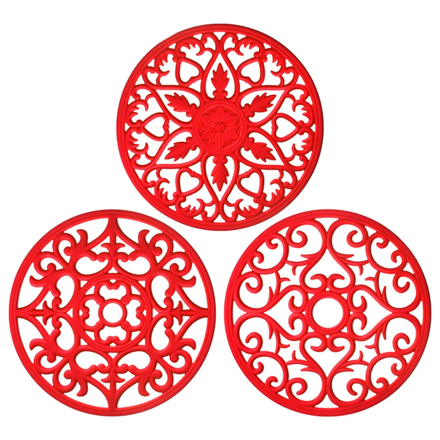 tapis table silicone moderne bleu vert rose motif floral clips