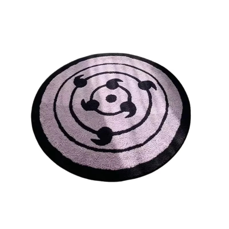 tapis rond one piece violet noir spirale concentrique non glissant doux moderne chambre decoration