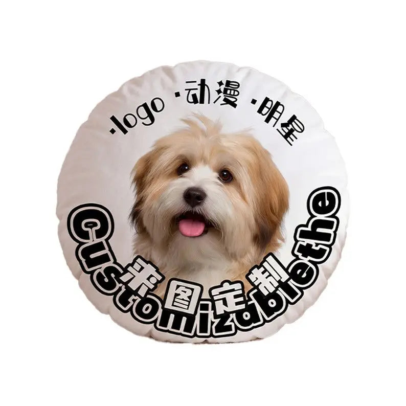 coussin personnalisable chien mignon blanc doux pelucheux animé zip amovible lavable moderne