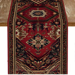 nappe décorative géométrique traditionnelle rouge noir or polyester tapis table moderne oriental vintage