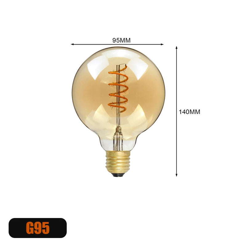 ampoules led spirale dorée vintage écolaire e27 220v 50000h 250 lumens doré translucent