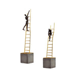Sculpture abstraite penseur escalier gris clair