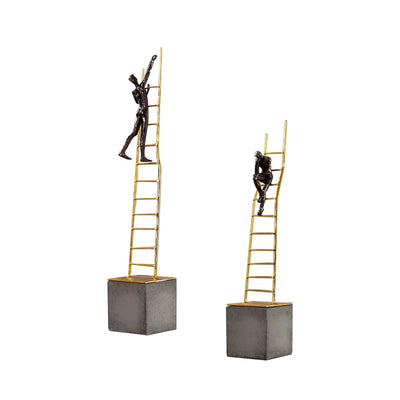 Sculpture abstraite penseur escalier gris clair