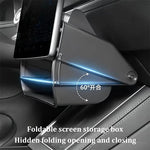rangement sous écran voiture tesla boîte storage box organizer double couche éclairageintérieur pliable moderne