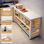 meuble cuisine blanc moderne tiroirs tablettes roulettes multifonctionnel 120cm 60cm 80cm